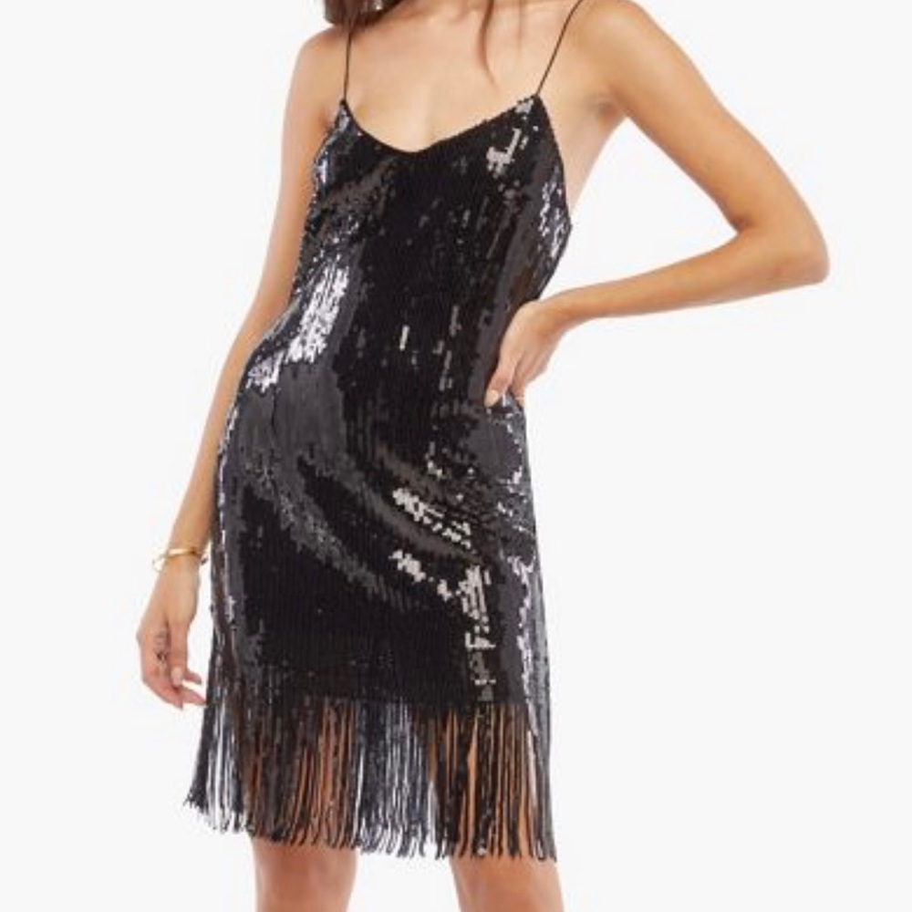 Black Sequin Fringe Dress - BRAND NEW